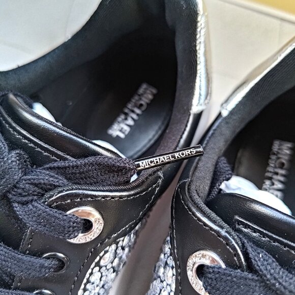 Michael Kors Romey Embellished Platform Sneaker Black 49F5RMFS1S - Picture 7 of 13